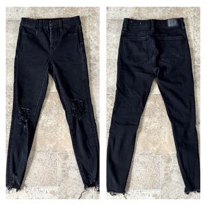 American Eagle Black Skinny Jeans The Dream Jean 00 Short Distressed
